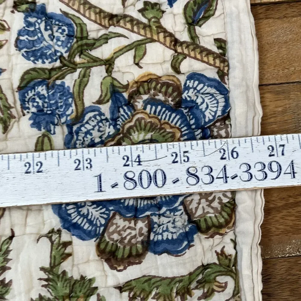Pottery Barn Haylie Batik Standard Pillow Sham Blue Green Floral Cotton